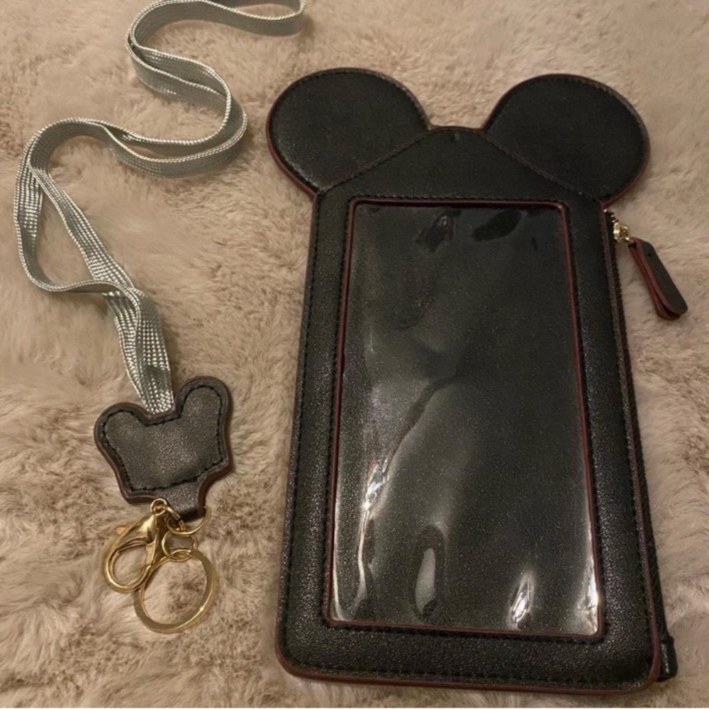 Black Mouse Ear Phone Pouch with Lanyard